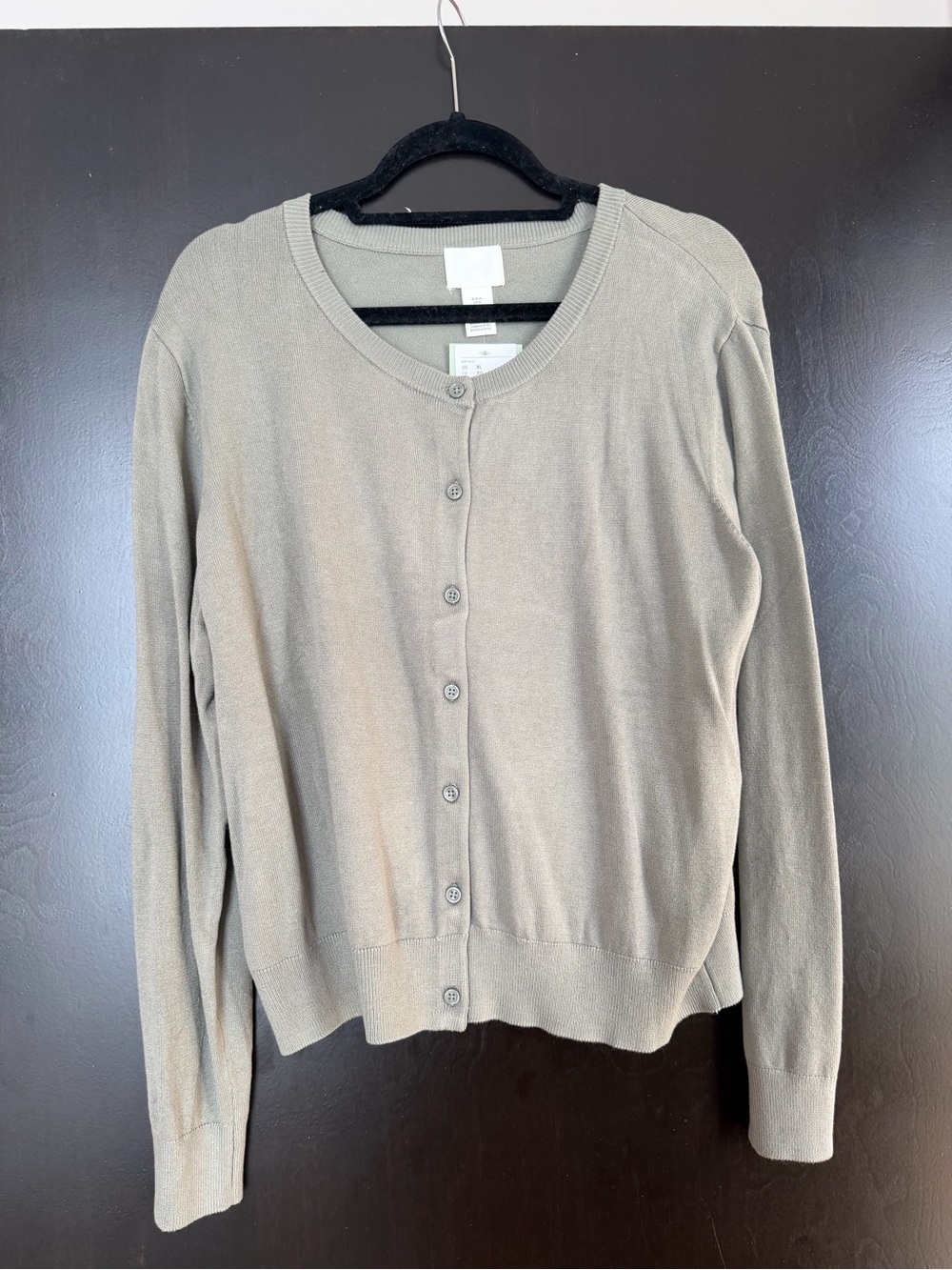 H&M Sage Green Fine-Knit Button Front Cardigan Sweater XL NWT